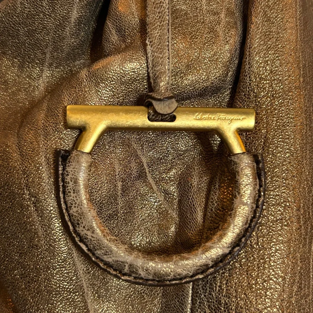 208. Salvatore Ferragamo Metallic Gold/Bronze Shoulder Bag - Picture 2 of 11